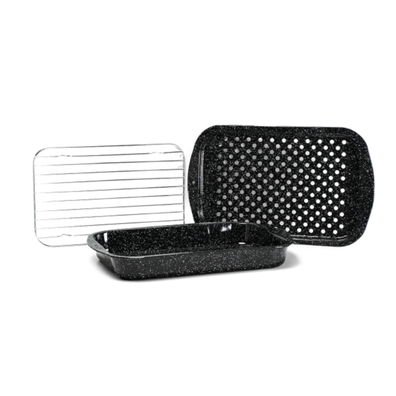 Plat à four, set de 3 pièces en acier émaillé, roaster