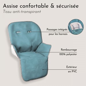 Housse assise chaise haute - bleu