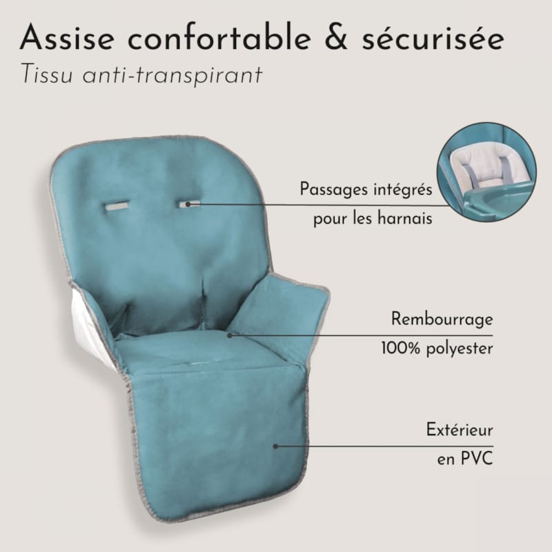 Housse assise chaise haute - bleu (Monsieur Bébé) - Image 2