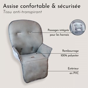 Housse assise chaise haute - gris