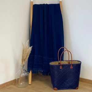 Serviette de bain - romance bleu marine