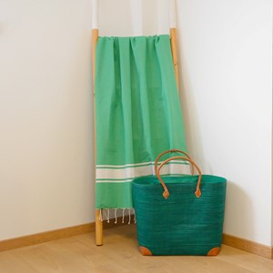 Fouta plate - kozo vert emeraude