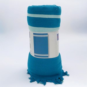 Fouta doublée éponge - caraibes bleu