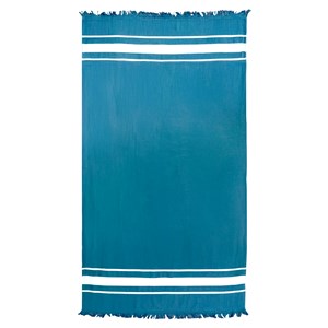 Fouta doublée éponge - caraibes bleu