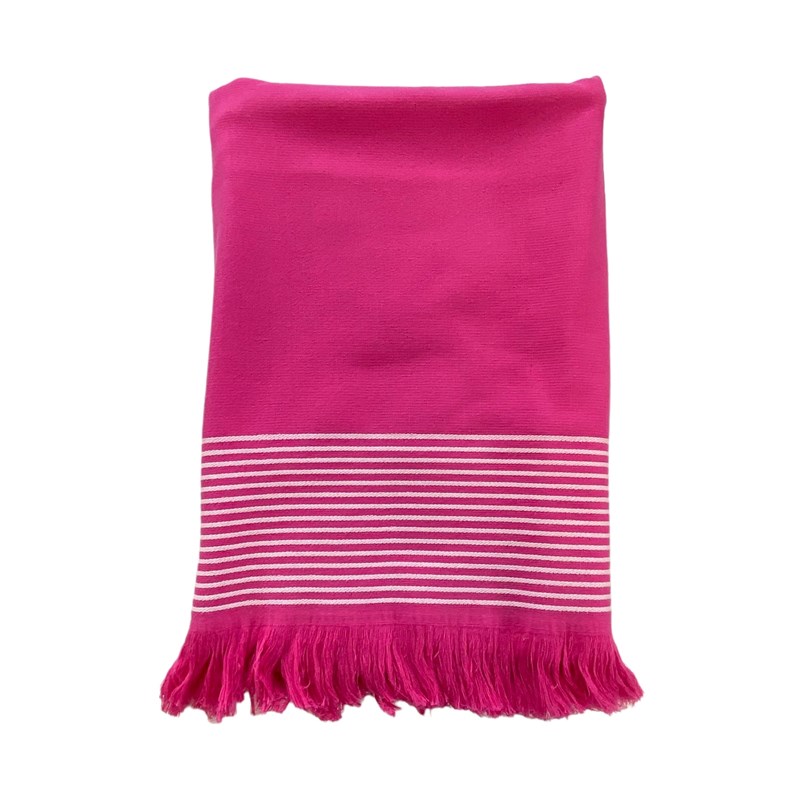 Fouta doublée éponge - paski fuchsia