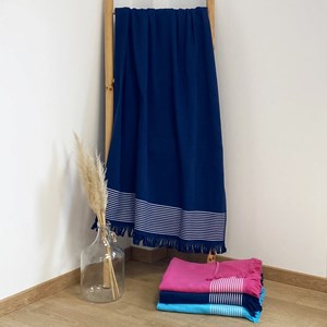 Fouta doublée éponge - paski navy