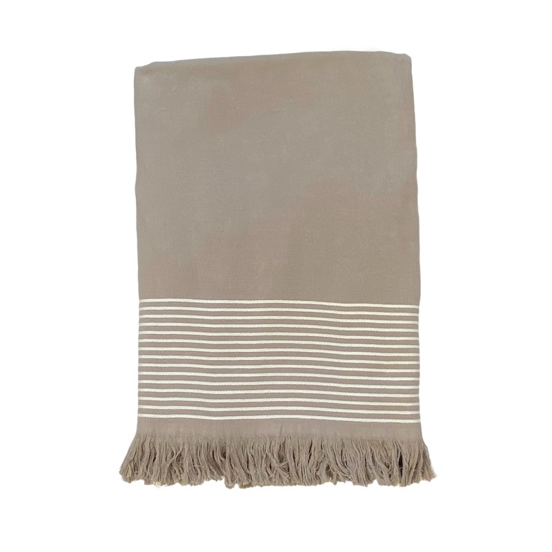 Fouta doublée éponge - paski taupe