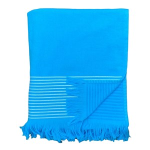 Fouta doublée éponge -paski turquoise xl