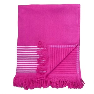 Fouta doublée éponge - paski fuchsia xl