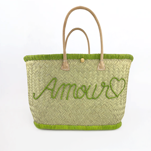 Panier de plage - amour gm vert anis
