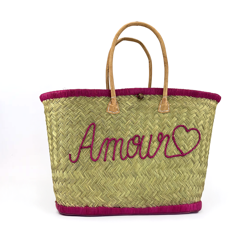 Panier de plage - amour gm fuchsia