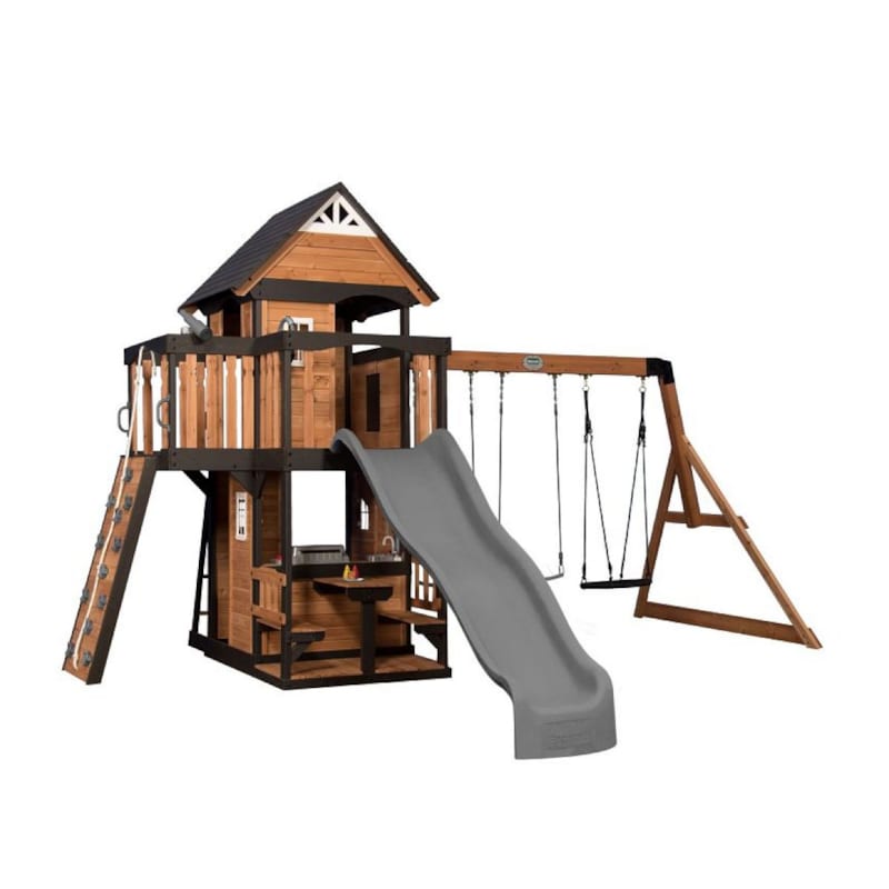 Aire de jeux avec balançoire et toboggan - canyon creek