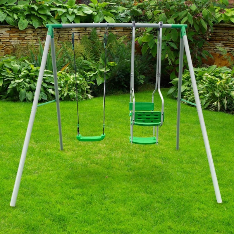 Balançoire de jardin 3 places pour enfants avec structure en acier