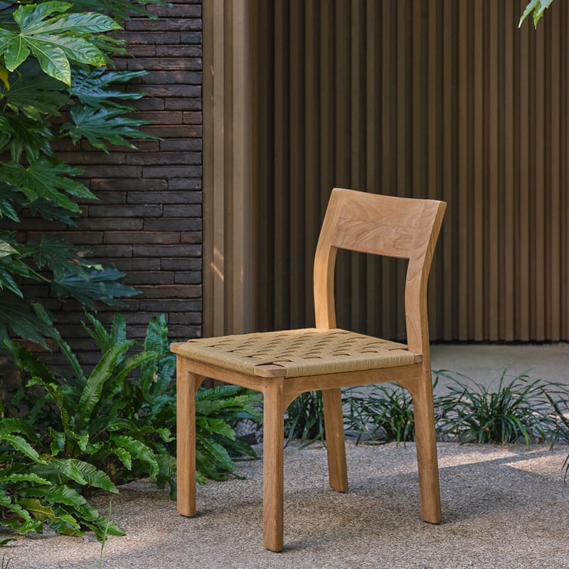 Chaise de jardin en teck et rotin