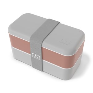 Lunch box rectangle 2x500ml rose gris