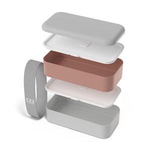 Lunch box rectangle 2x500ml rose gris