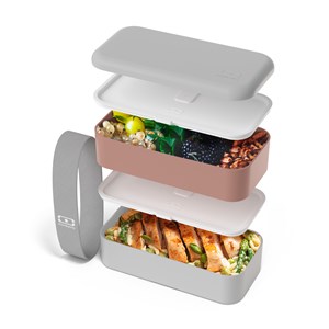 Lunch box rectangle 2x500ml rose gris