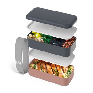 Lunch box rectangle 2x500ml bleu rose