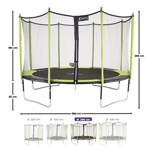 Trampoline jumpi vert et noir 360