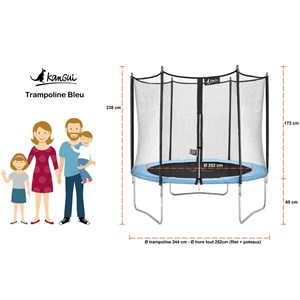 Trampoline bleu ø250cm + échelle
