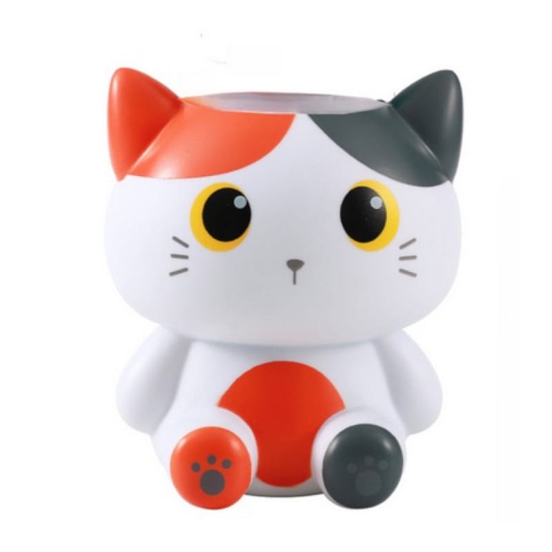 Pot a crayon - chat tricolore orange