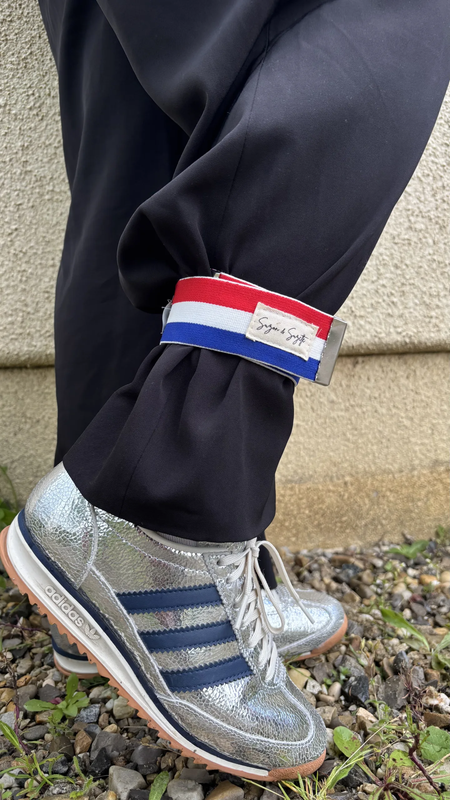 Serre-pantalon vélo réfléchissant bleu blanc rouge