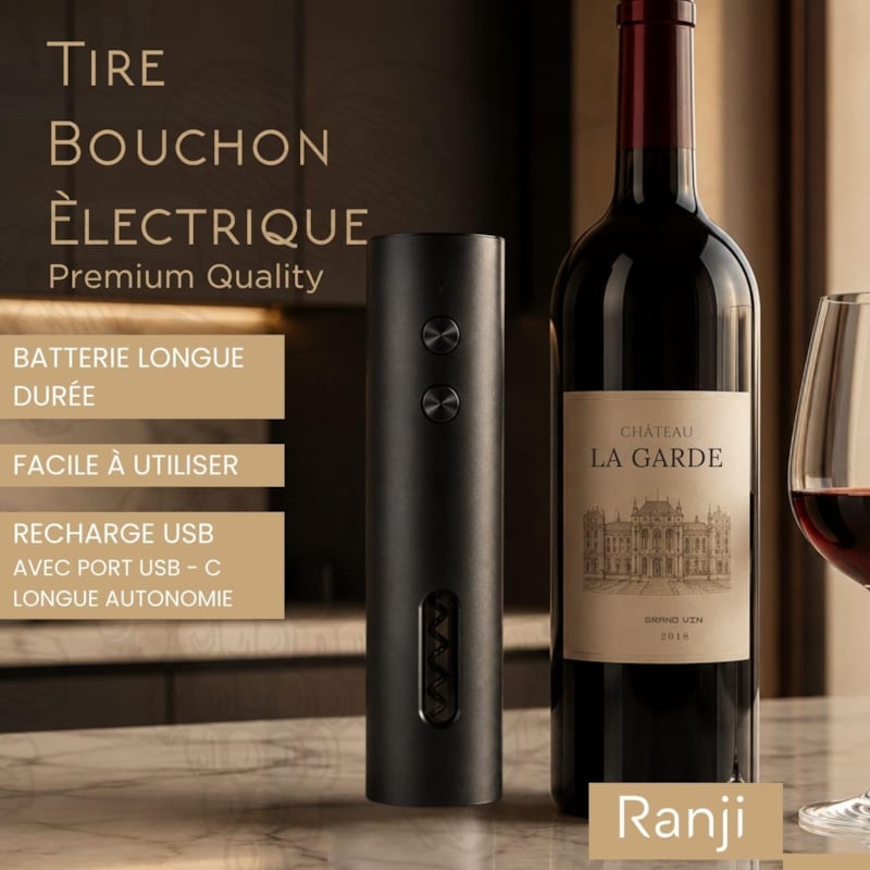 Ranji -tire bouchon électrique rechargeable usb-c avec coupe capsule (Ranji) - Image 2