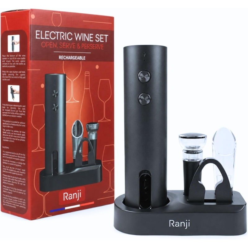 Ranji- kit tire bouchon électrique rechargeable usb c et accessoires pour vin (Ranji) - Couverture