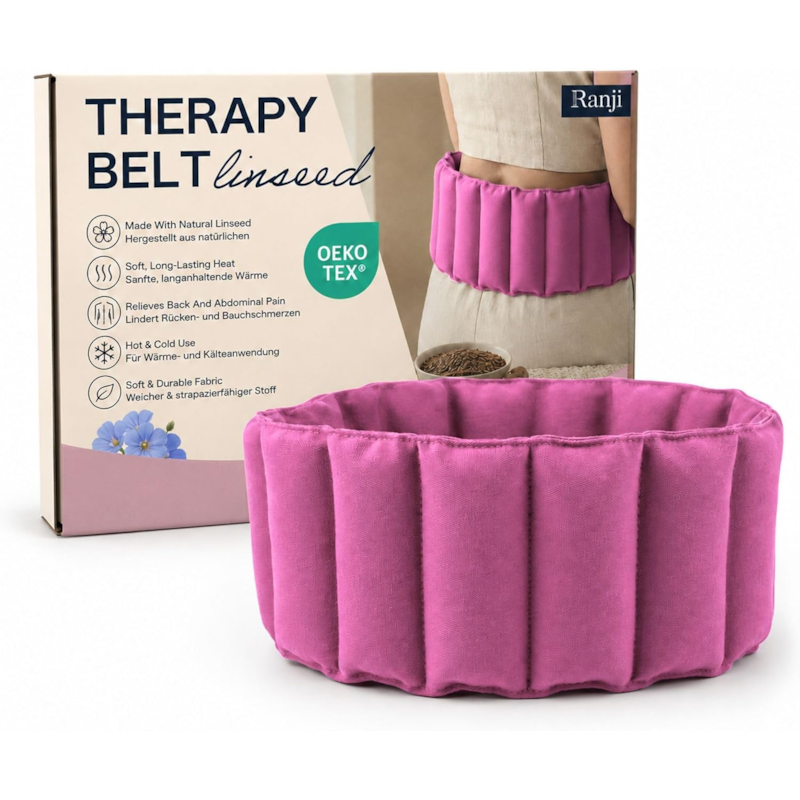 Ranji bouillotte ceinture micro-ondes graines de lin ajustable 102 x 17 cm rose (Ranji) - Couverture