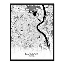 Bordeaux carte ville city map n&b