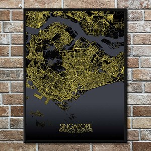 Singapour carte ville city map nuit