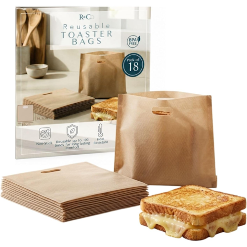 Ranji - R&co® lot de 18 toaster bags réutilisables pour grille-pain, four et air fryer