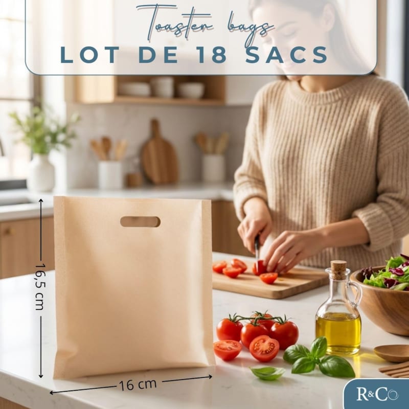 R&co® lot de 18 toaster bags réutilisables pour grille-pain, four et air fryer (Ranji) - Image 2