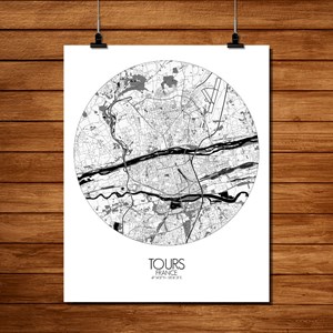 Tours carte ville city map rond