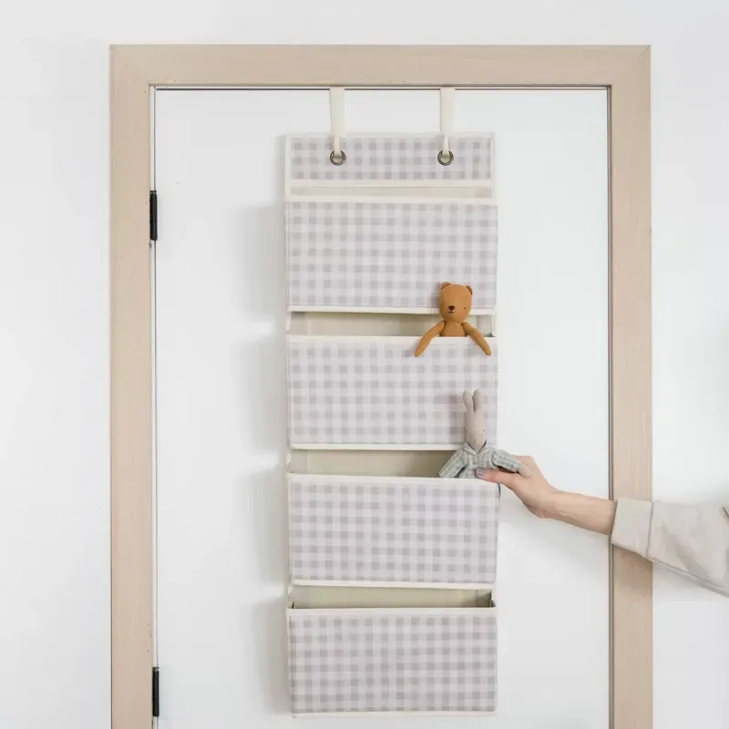Rangement mural vichy beige (3 sprouts) - Image 2