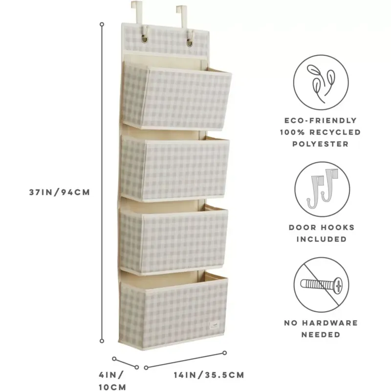 Rangement mural vichy beige (3 sprouts) - Image 3