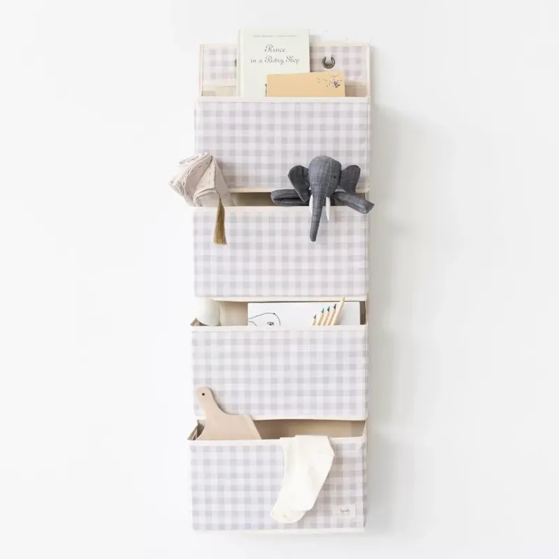 Rangement mural vichy beige (3 sprouts) - Image 4