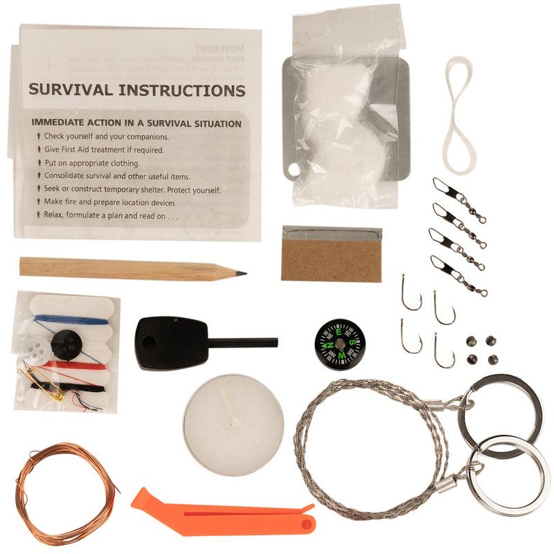 FOSCO Kit De Survie De Combat Vert Étanche - Complet Pour Randonnée Bushcraft Bivouac