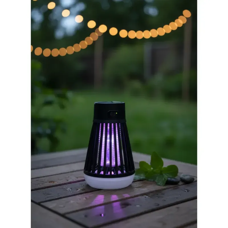 Lampe anti-moustiques rechargeable 2 en 1 : piège uv et lampe de camping noir