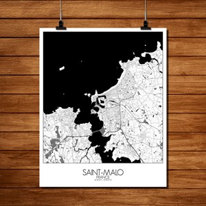 Stmalo carte ville city map n&b