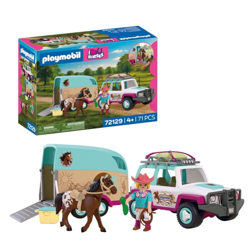 Vehicule avec remorque a chevaux