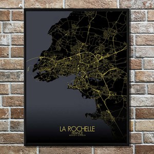 La rochelle carte ville city map nuit