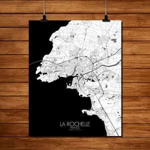 La rochelle carte ville city map n&b