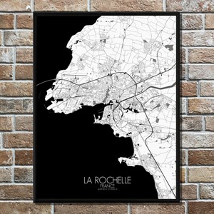 La rochelle carte ville city map n&b