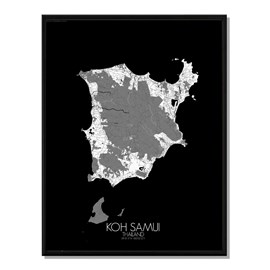 Khosamui carte ville city map n&b