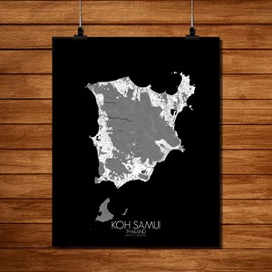 Khosamui carte ville city map n&b