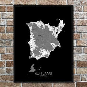 Khosamui carte ville city map n&b