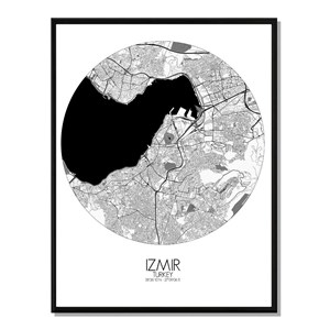 Izmir carte ville city map rond