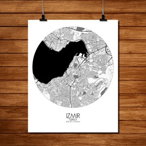 Izmir carte ville city map rond