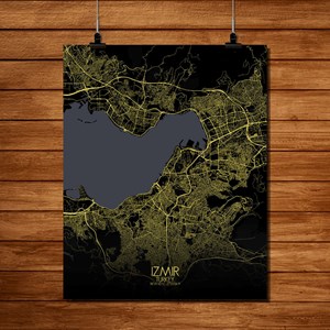 Izmir carte ville city map nuit